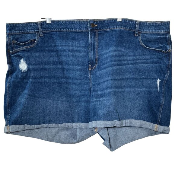 Old Navy Boyfriend Denim Shorts Size 30 Plus Blue Distressed Stretch Jean - Picture 1 of 7